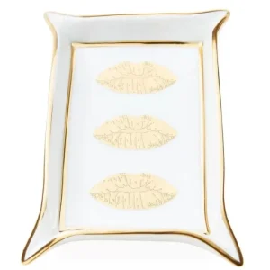 Lips Valet Tray, white/gold
