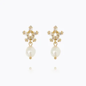 Emmy Earrings, gold, pearl/crystal