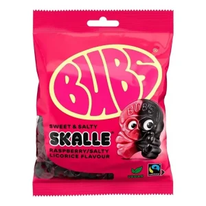 Bubs Skalle Raspberry Salty Licorice, 90 g