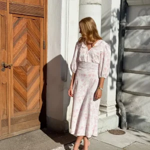 Lin Long Dress, sand/pale pink