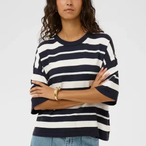 Spina Boxy Structure Pullover, india ink/white
